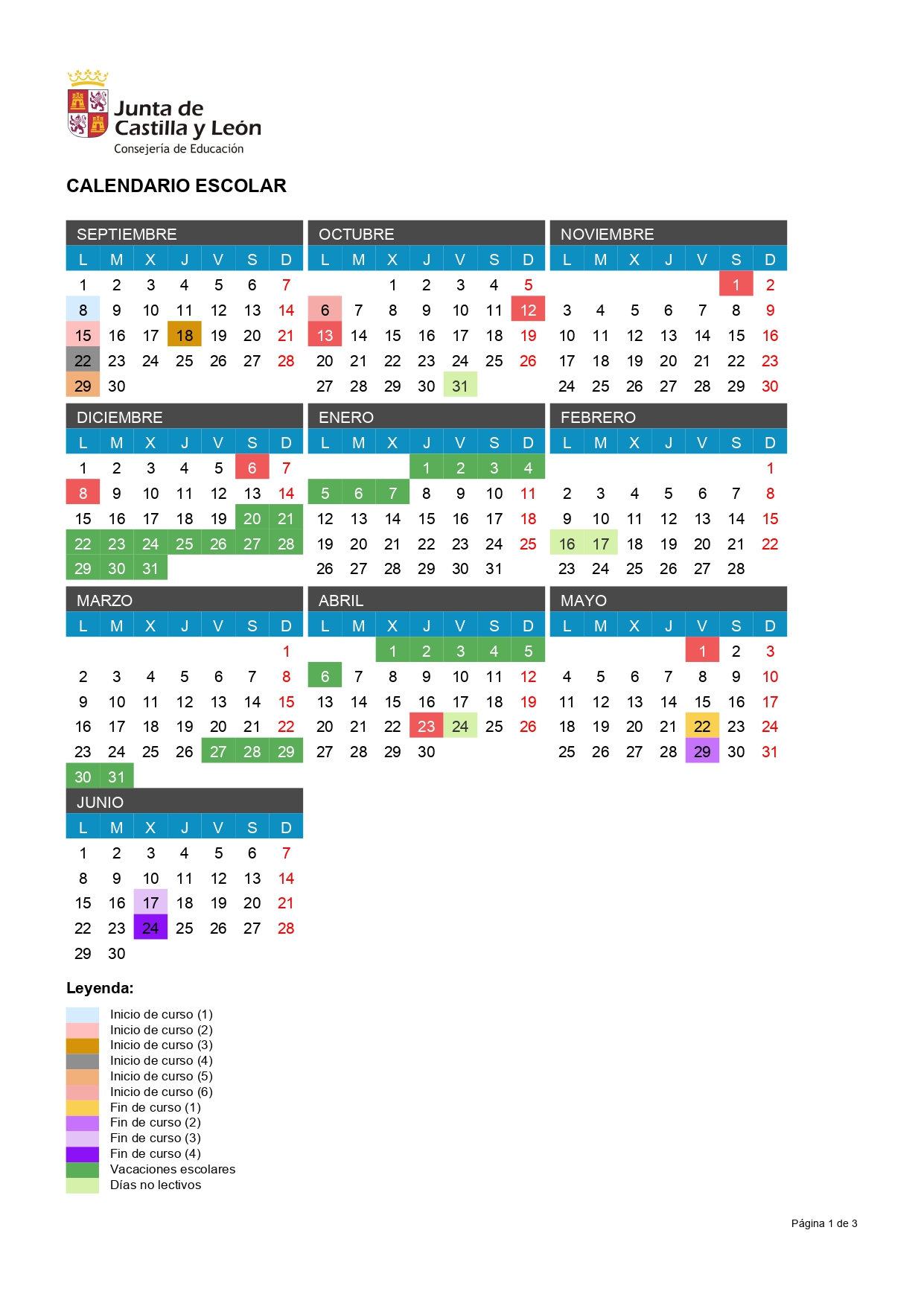 Calendario escolar 25-26