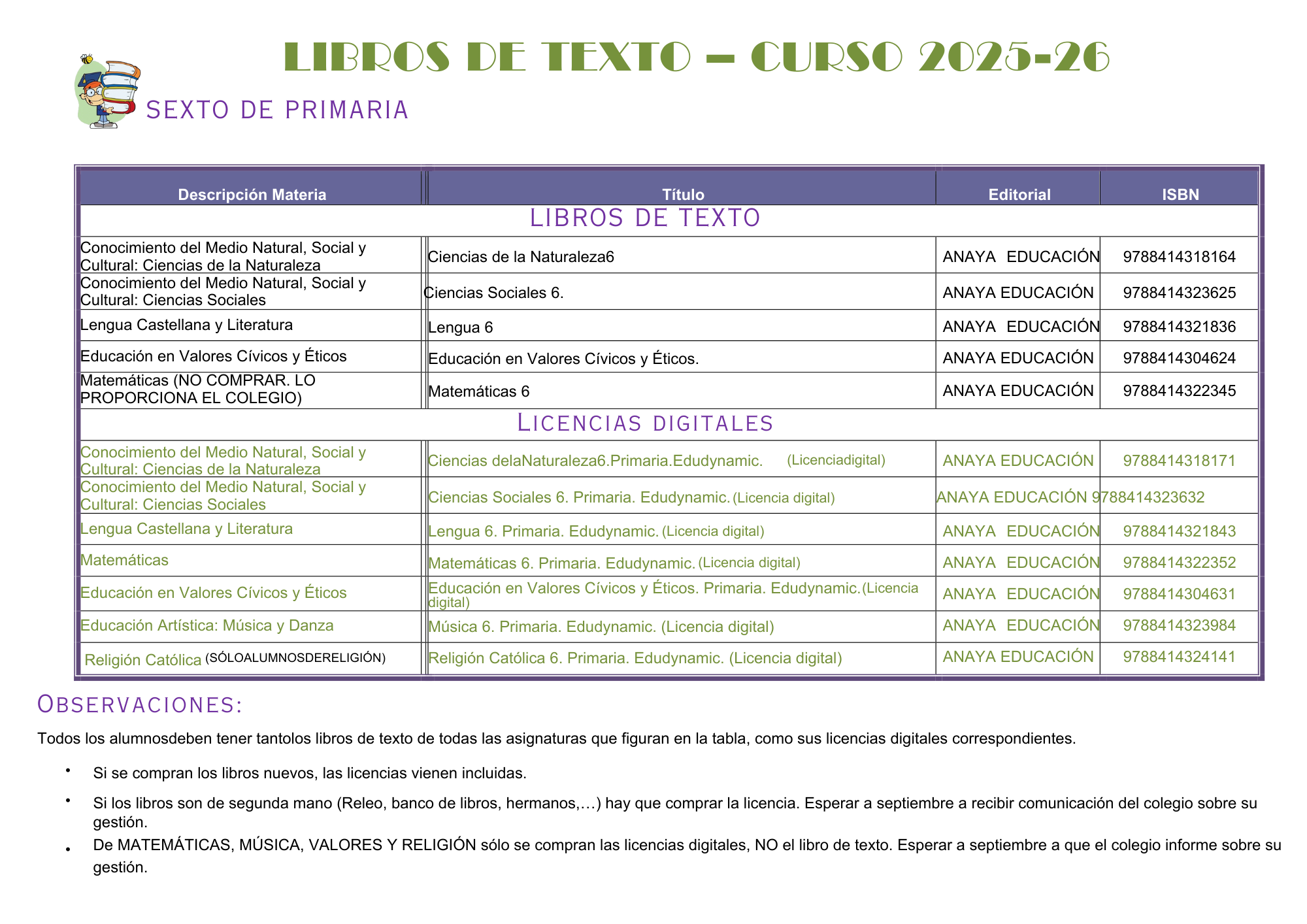 LIBROS 6º EPO
